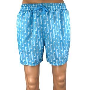 Nike Swim Essentials Men's Blue Swoosh Drawstring Volley Athletic Shorts Size L